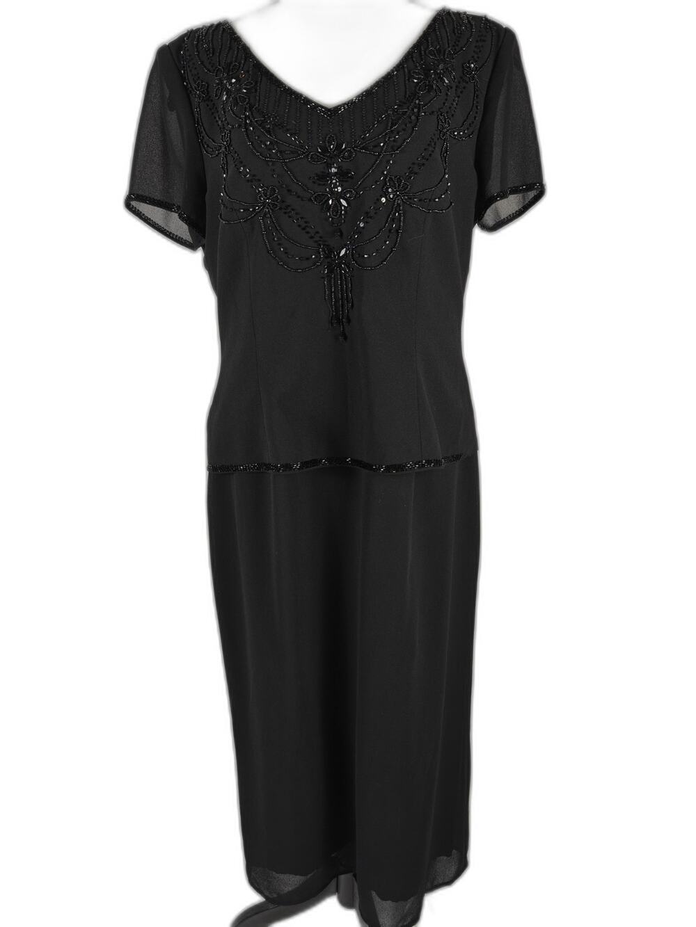 Women’s R&M Richards Beaded Formal Dress Black Size 10